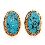 18k Yellow Gold Turquoise Clip on Earrings