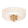 Vintage Yellow Gold Pearl & Sapphire Beaded Floral Multi-Strand Bracelet