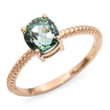 Vintage 18k Yellow Gold Green Tourmaline Solitaire Ring