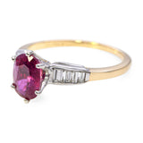 Vintage Two Tone 14k White and Yellow Gold 1.41ct Ruby and Diamond Ring