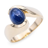 Vintage 14k Yellow Gold 2.01ct Blue Star Sapphire Bypass Ring