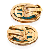 18k Yellow Gold Turquoise Clip on Earrings