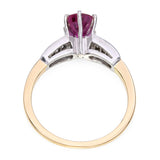 Vintage Two Tone 14k White and Yellow Gold 1.41ct Ruby and Diamond Ring