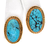 18k Yellow Gold Turquoise Clip on Earrings
