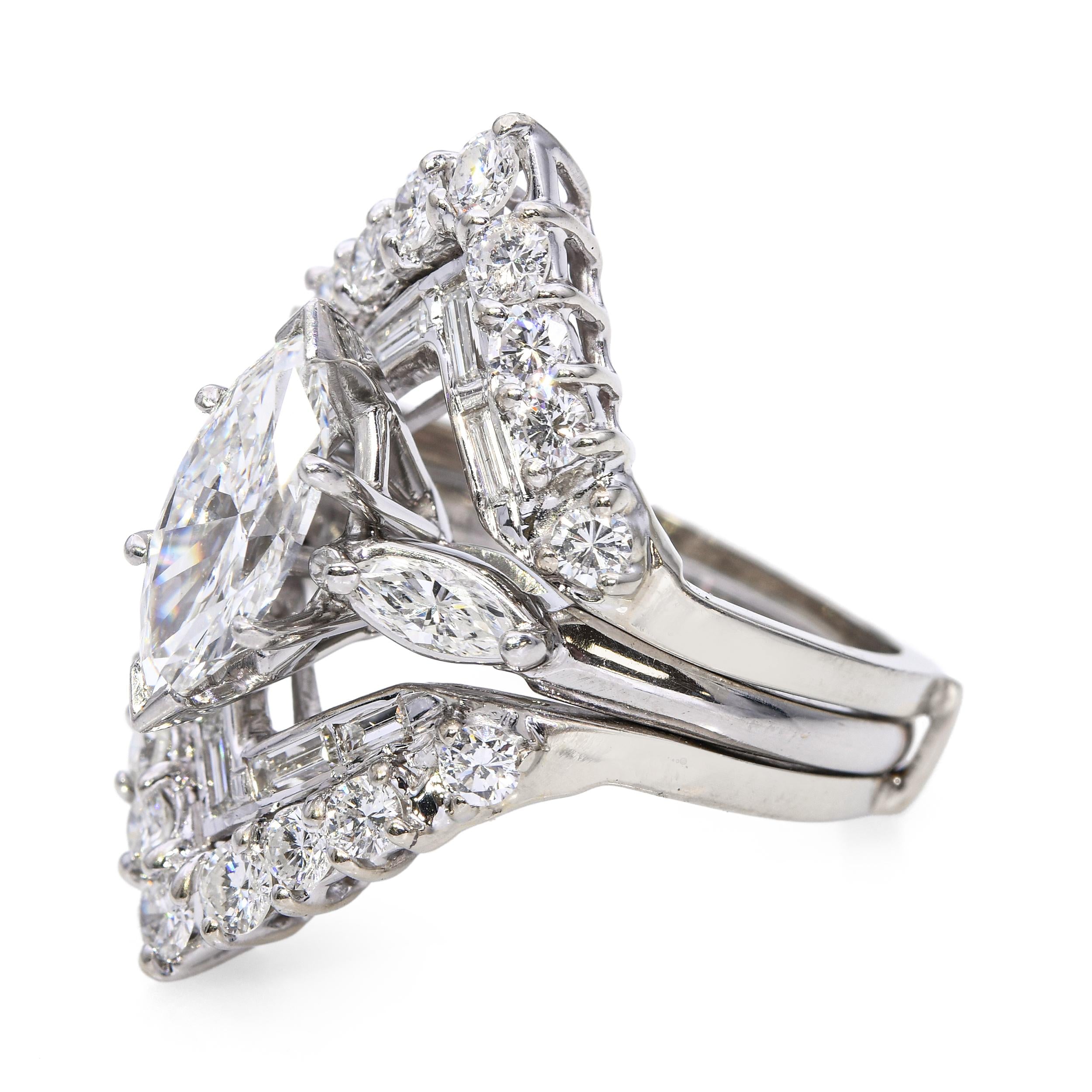 Vintage 14k White Gold and Platinum 3.07tcw Engagement Ring