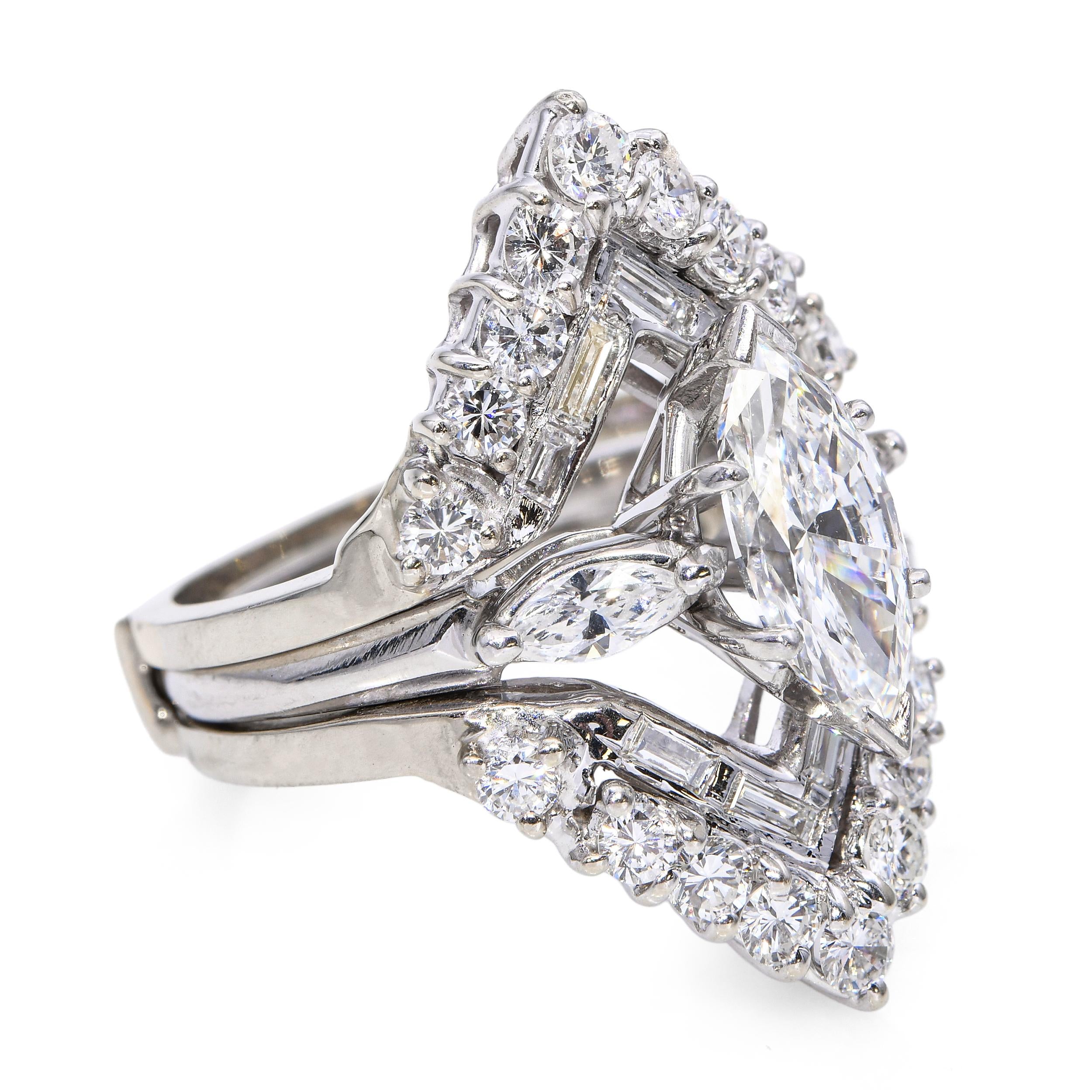 Vintage 14k White Gold and Platinum 3.07tcw Engagement Ring