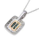 14k White and Yellow Gold Blue and White Diamond Pendant Necklace
