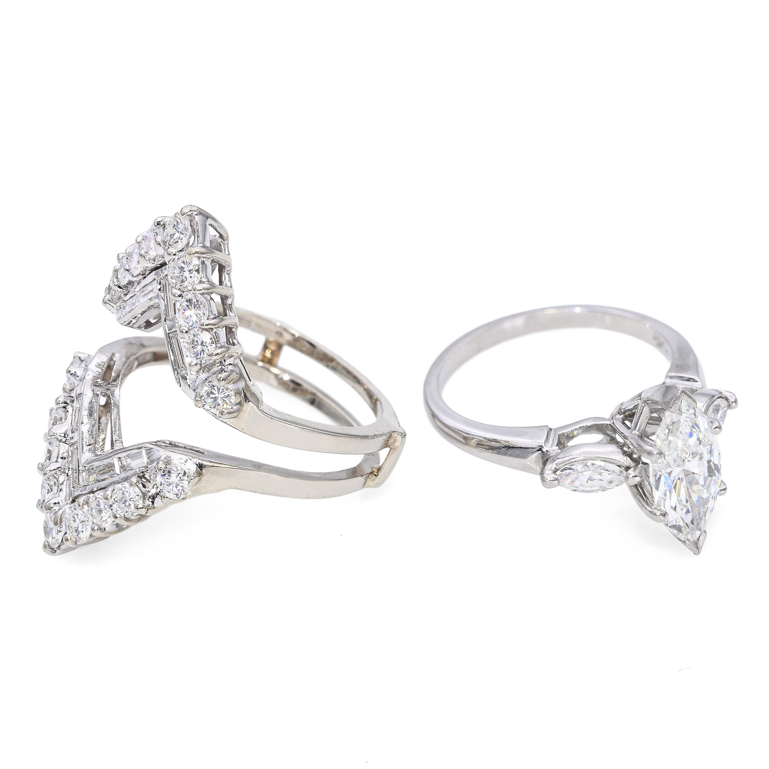 Vintage 14k White Gold and Platinum 3.07tcw Engagement Ring