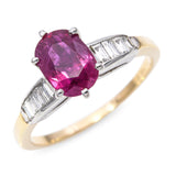 Vintage Two Tone 14k White and Yellow Gold 1.41ct Ruby and Diamond Ring