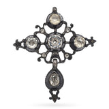 Antique Silver and Old Cut Paste Cross Pendant