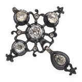 Antique Silver and Old Cut Paste Cross Pendant