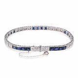 Art Deco Platinum 2.2tcw Old Euro Diamond and Sapphire Line Bracelet