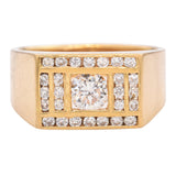Vintage 18k Yellow Gold Diamond Signet Ring