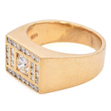 Vintage 18k Yellow Gold Diamond Signet Ring