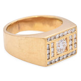 Vintage 18k Yellow Gold Diamond Signet Ring