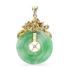Vintage 14k Yellow Gold Jade Donut and Diamond Pendant