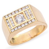 Vintage 18k Yellow Gold Diamond Signet Ring