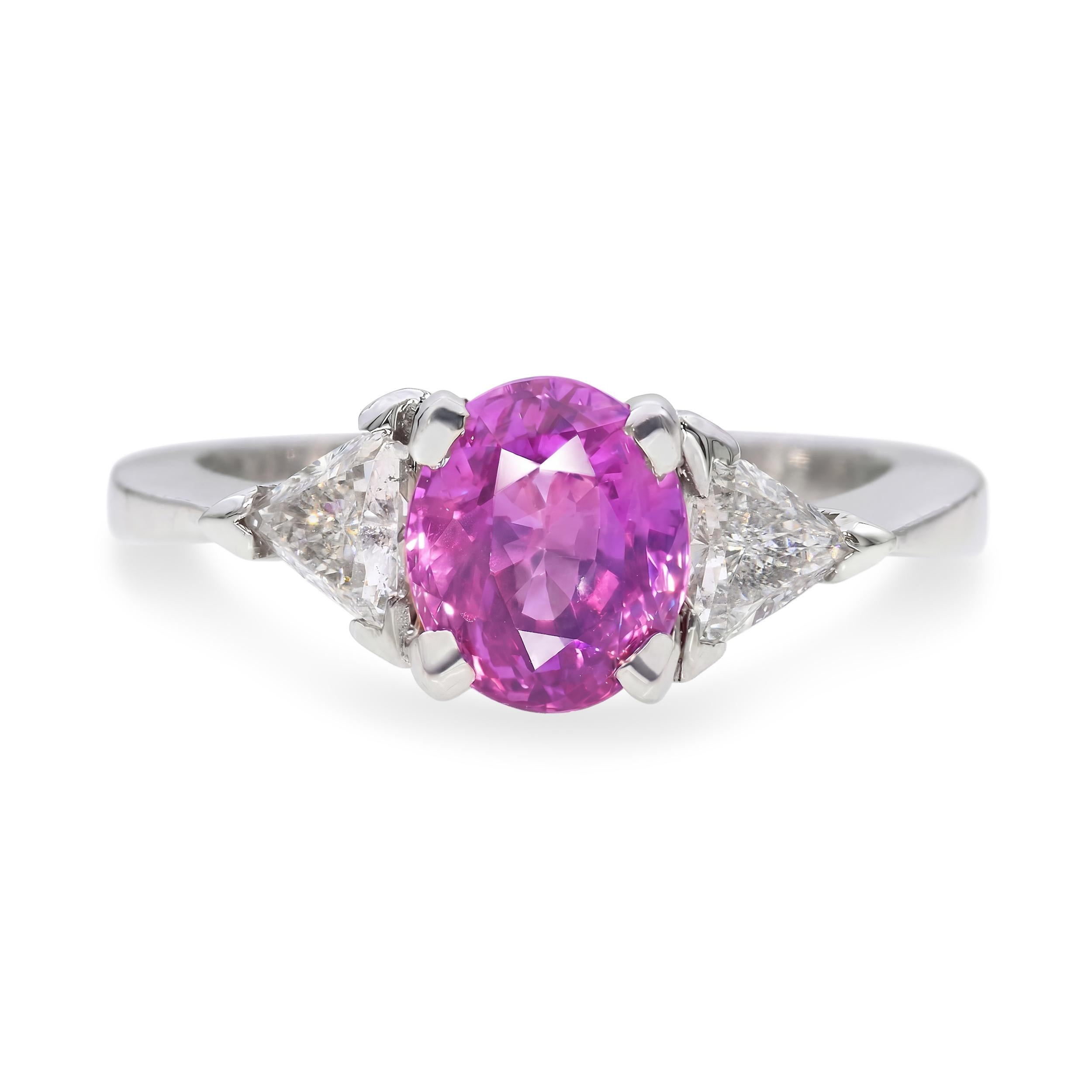 Platinum Certified 1.80ct Hot Pink Sapphire and Diamond Ring