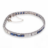 Art Deco Platinum 2.2tcw Old Euro Diamond and Sapphire Line Bracelet