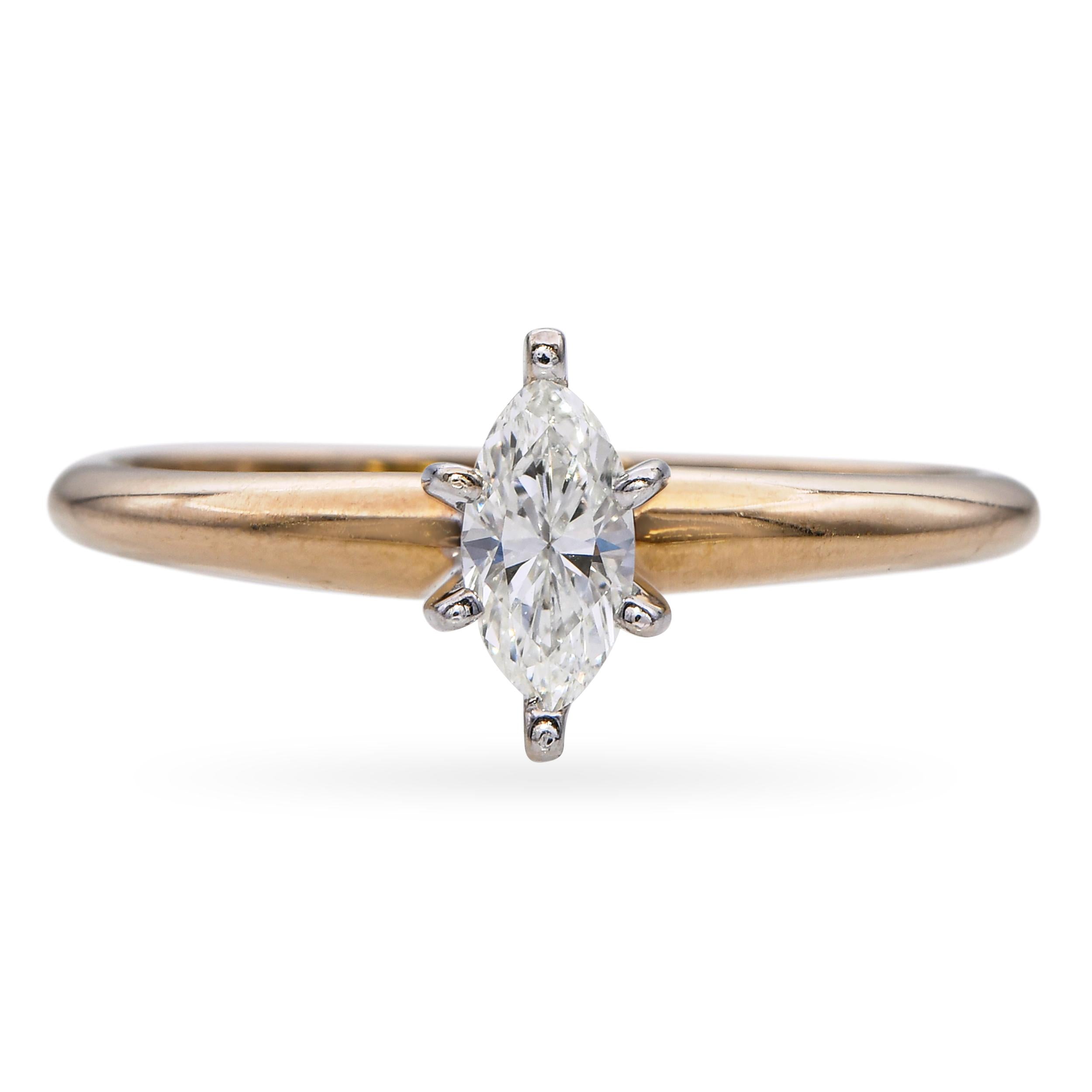 Vintage 14k Yellow Gold G Vs1 Marquise Diamond Solitaire Ring
