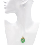 Vintage 14k Yellow Gold Jade Donut and Diamond Pendant