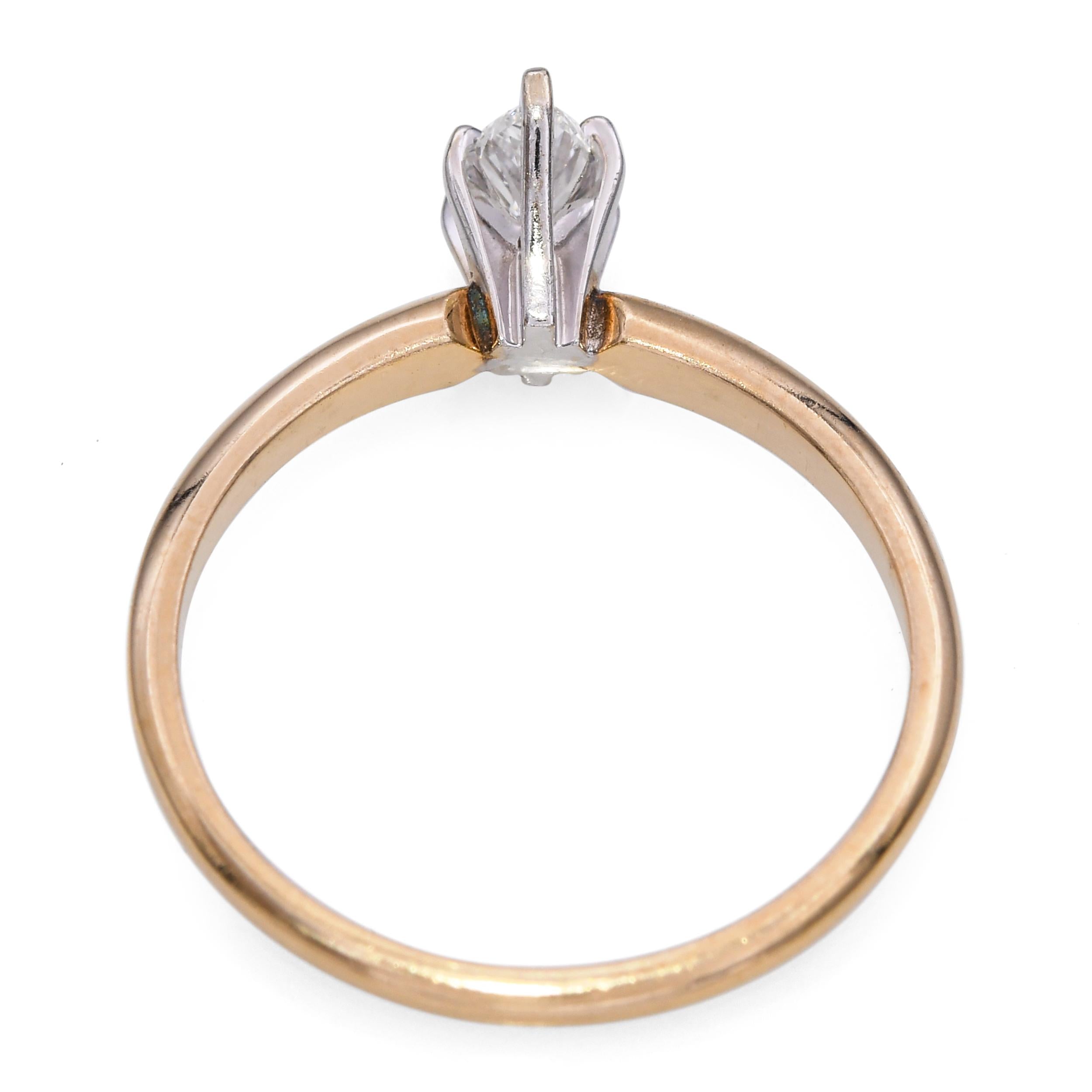 Vintage 14k Yellow Gold G Vs1 Marquise Diamond Solitaire Ring