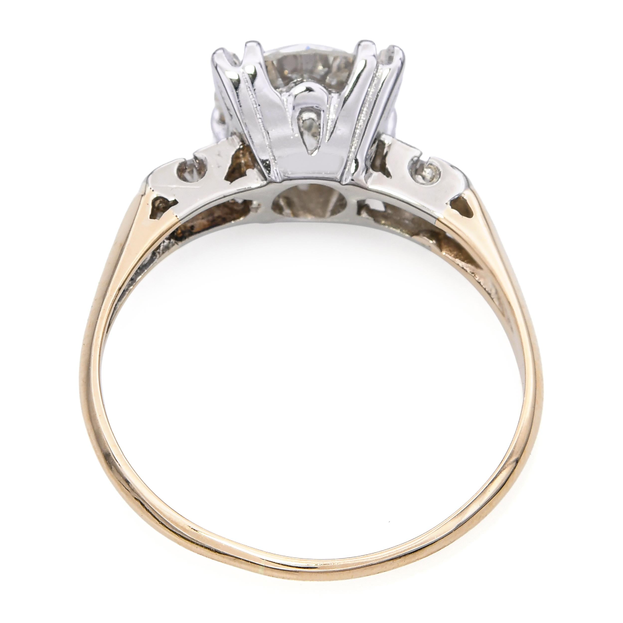 Vintage Two Tone 14k White and Yellow Gold 1.51tcw I Si2 Diamond Ring