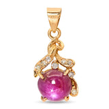 Vintage 18k Yellow Gold Star Ruby and Diamond Pendant