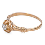 Antique 14k Yellow Gold 0.21ct Belcher Set Old Euro Diamond Engagement Ring
