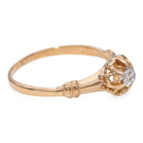 Antique 14k Yellow Gold 0.21ct Belcher Set Old Euro Diamond Engagement Ring