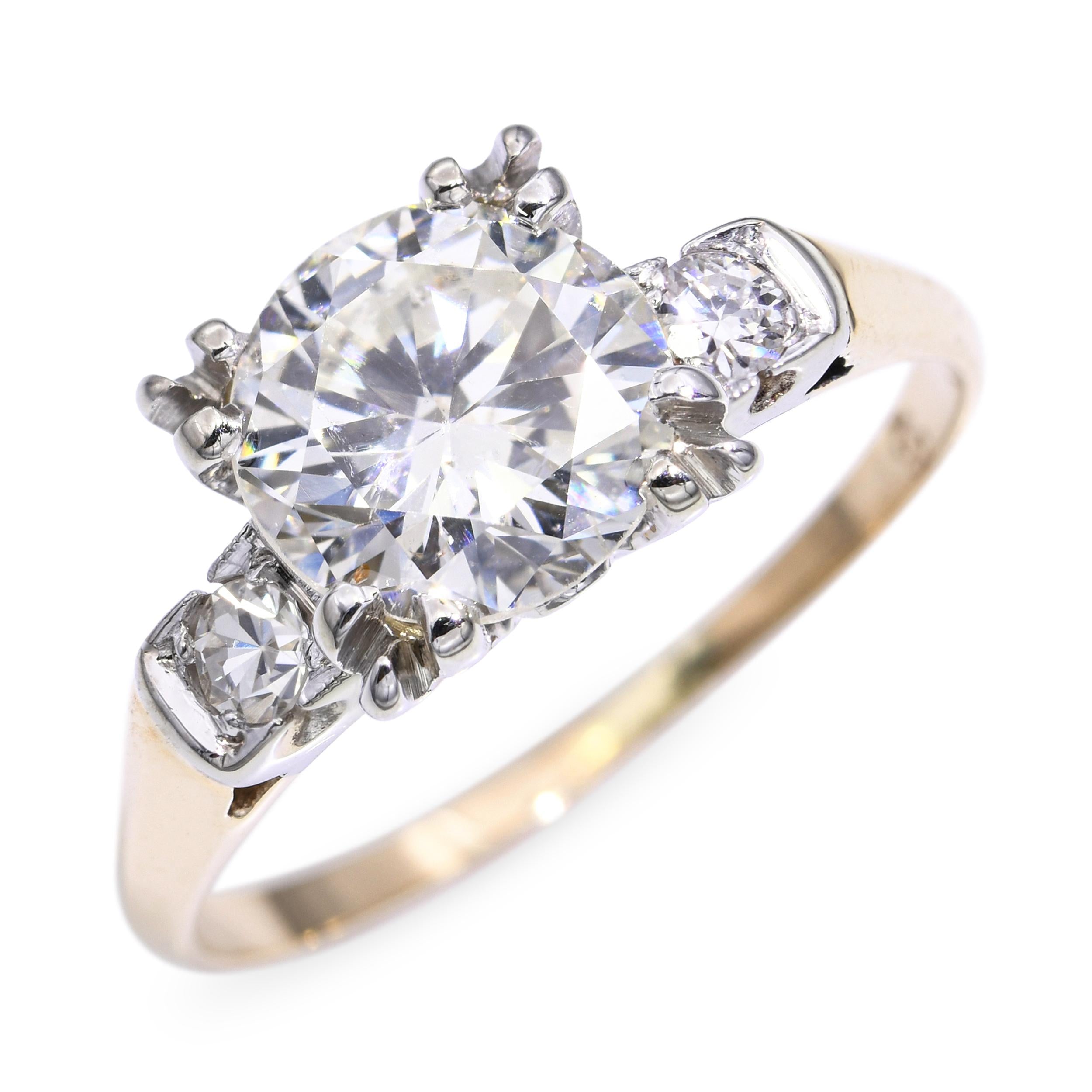 Vintage Two Tone 14k White and Yellow Gold 1.51tcw I Si2 Diamond Ring