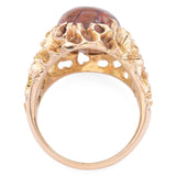 Vintage Brutalist Yellow Gold and 6.4ct Mexican Fire Opal Statement Ring