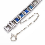 Art Deco Platinum 2.2tcw Old Euro Diamond and Sapphire Line Bracelet