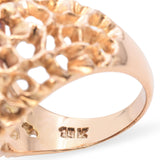 Vintage Brutalist Yellow Gold and 6.4ct Mexican Fire Opal Statement Ring