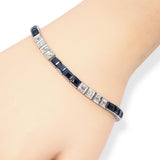 Art Deco Platinum 2.2tcw Old Euro Diamond and Sapphire Line Bracelet