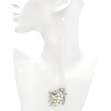 Vintage 14k White Gold 1.8tcw Diamond and Pearl Floral Brooch