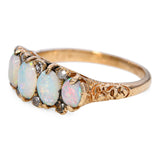 Vintage 14k Yellow Gold Diamond and Opal 5-Stone Ring