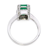 Vintage 18k White Gold Emerald and Diamond Ring