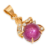 Vintage 18k Yellow Gold Star Ruby and Diamond Pendant