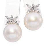 18k White Gold 15.3mm South Sea Pearl and Diamond Earrings