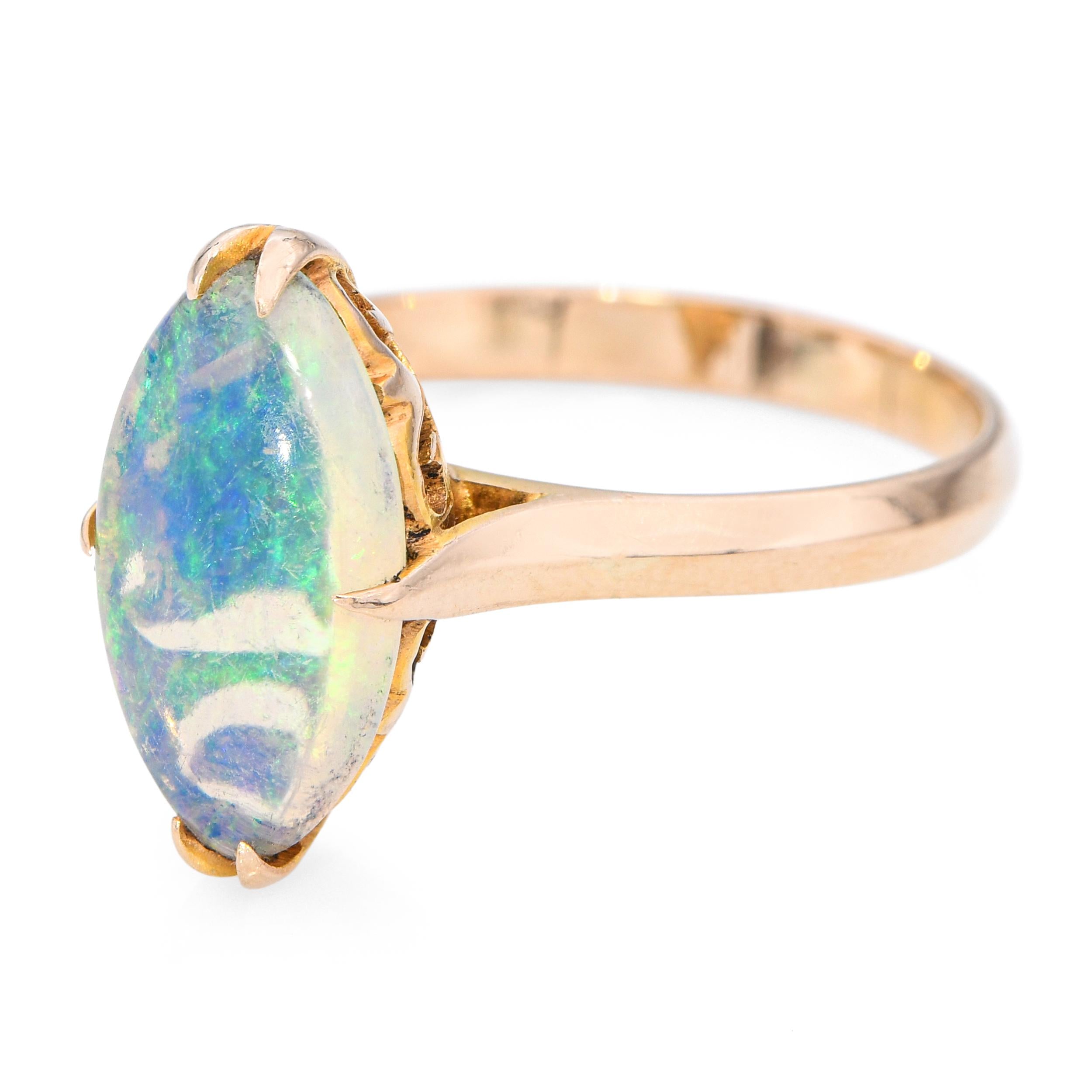Vintage 14k Yellow Gold Crystal Opal Ring