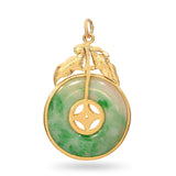 Vintage 23k Yellow Gold Jade Disk Pendant