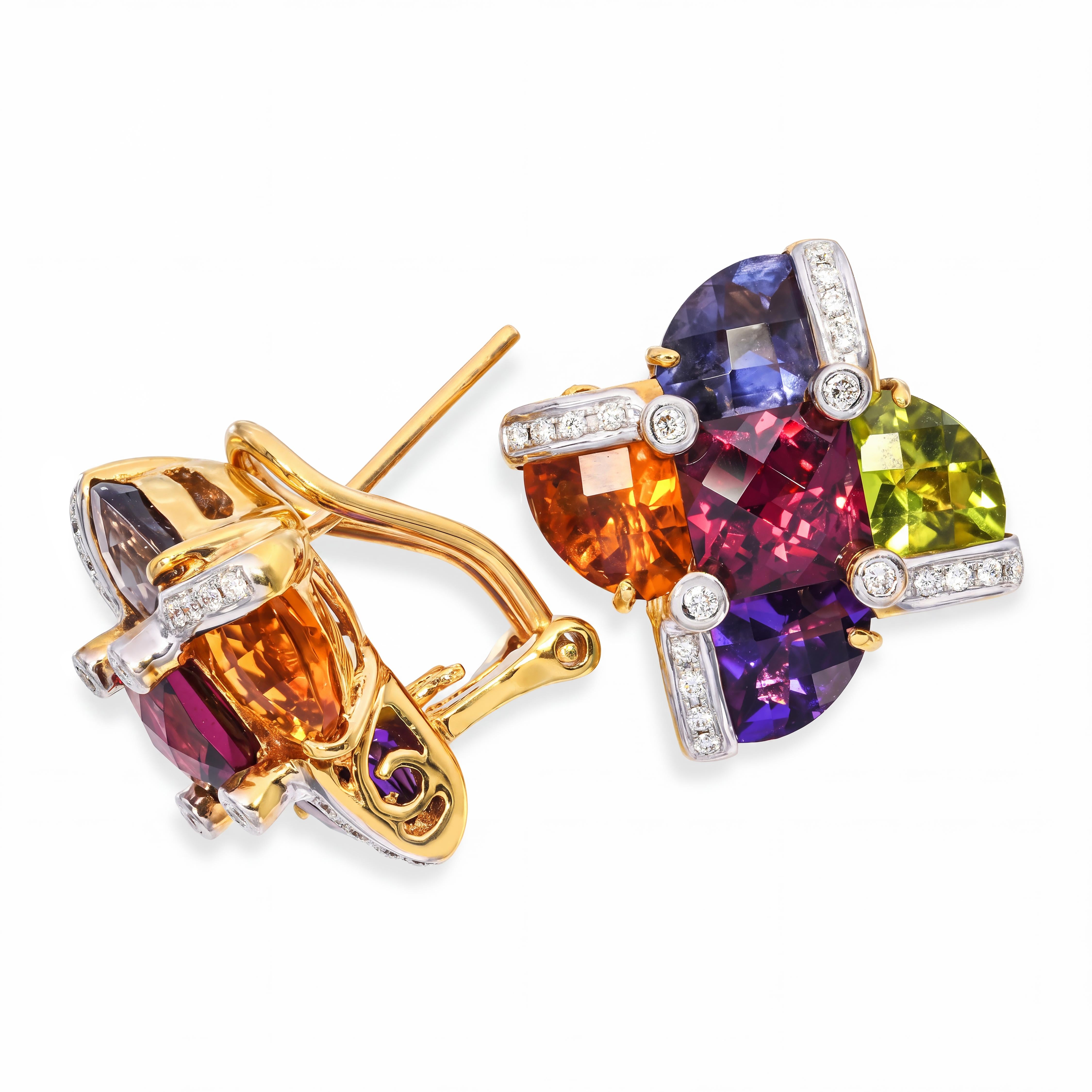 Bellari 18k Yellow Gold Multi-Gemstone and Diamond Earrings