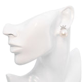 18k White Gold 15.3mm South Sea Pearl and Diamond Earrings