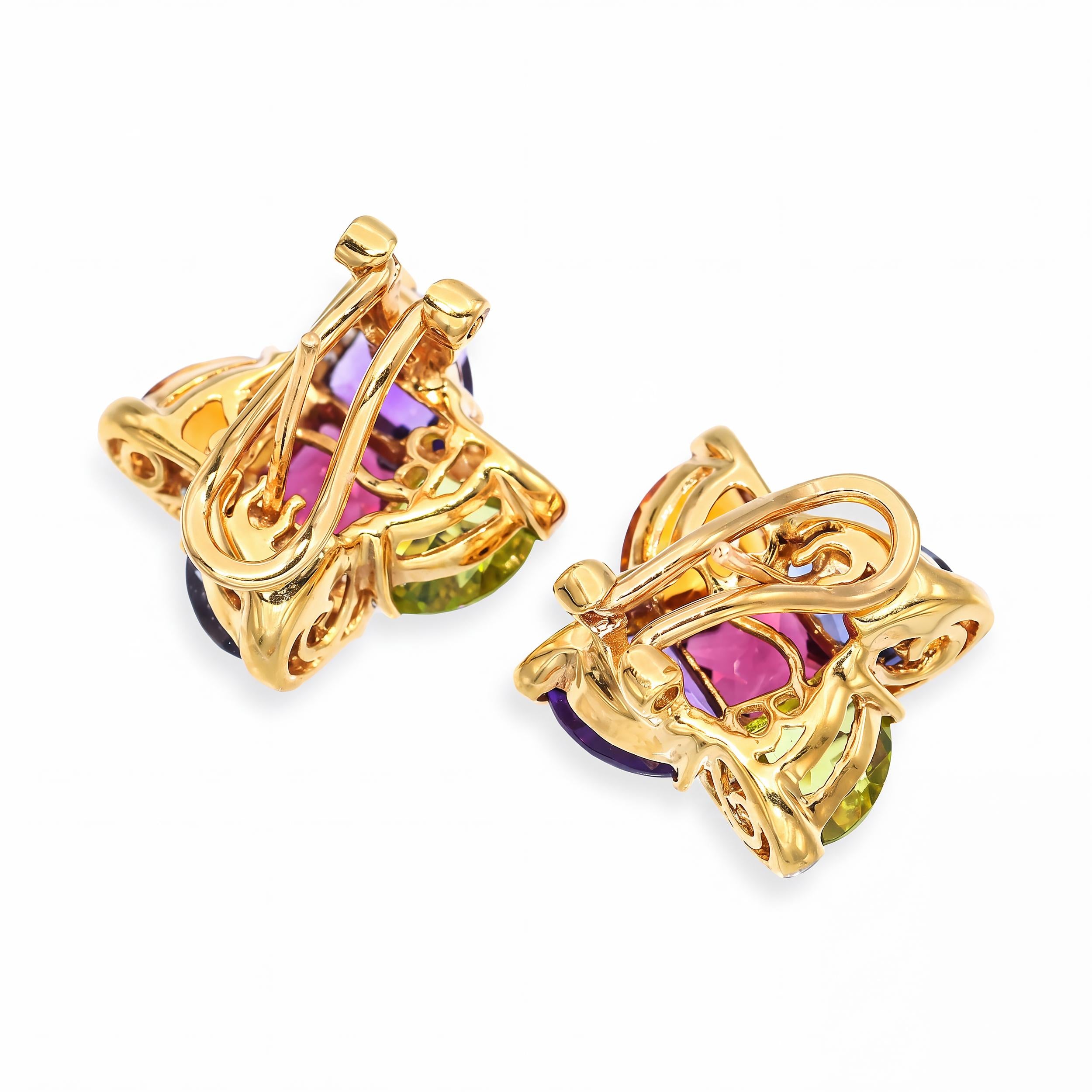 Bellari 18k Yellow Gold Multi-Gemstone and Diamond Earrings