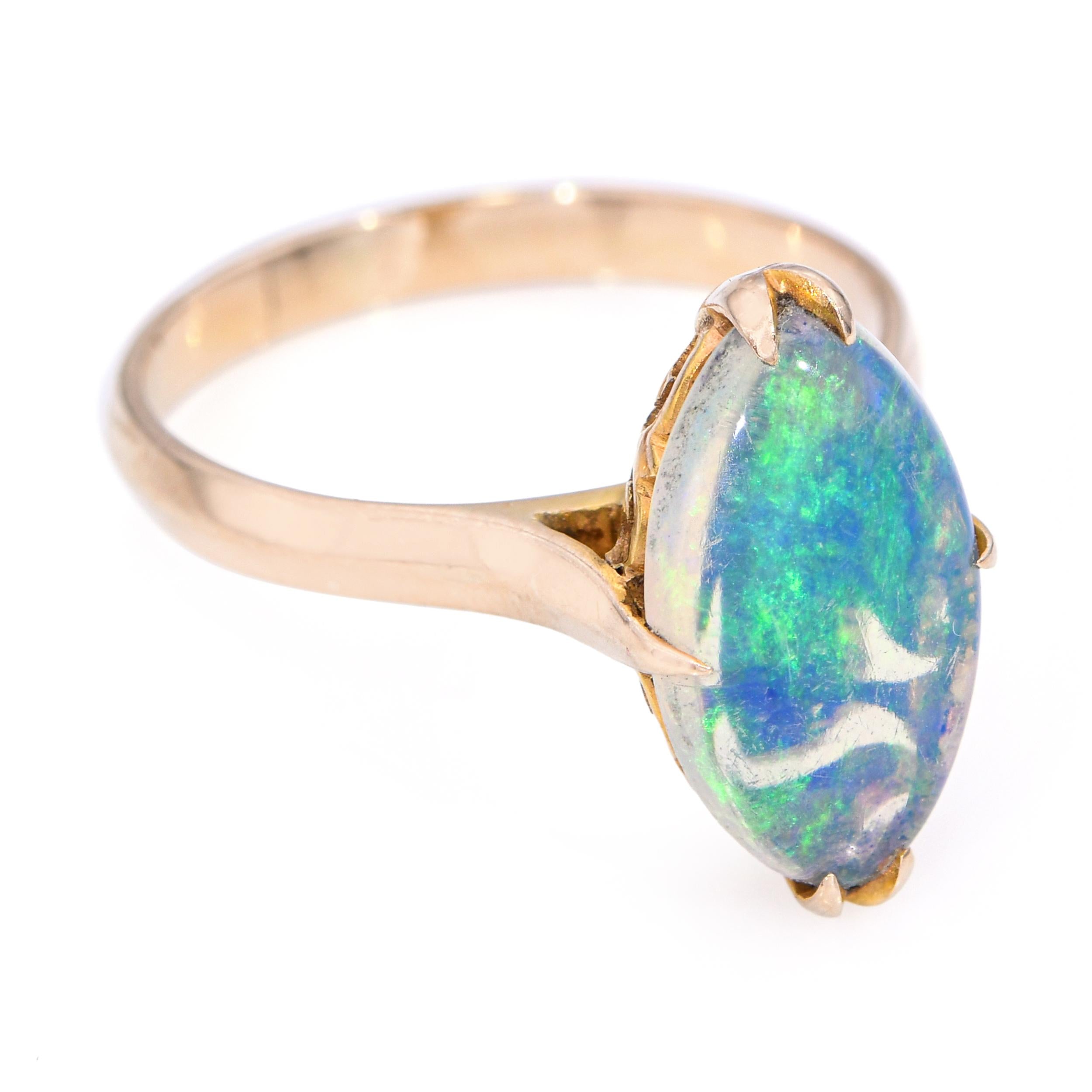 Vintage 14k Yellow Gold Crystal Opal Ring