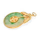 Vintage 23k Yellow Gold Jade Disk Pendant