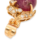 Vintage 18k Yellow Gold Star Ruby and Diamond Pendant