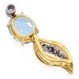 Vintage 14k Yellow Gold Diamond and Blue Topaz Pendant