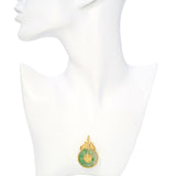 Vintage 23k Yellow Gold Jade Disk Pendant
